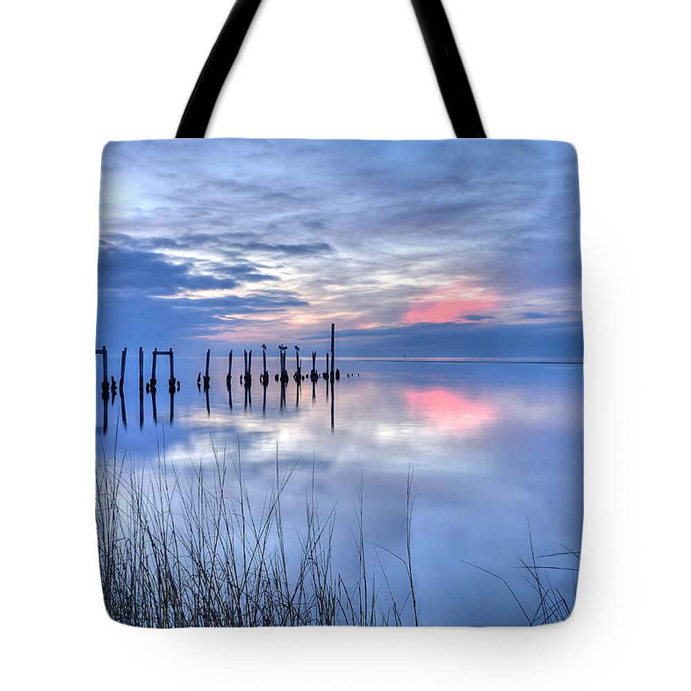 Sunset Tote Bag featuring the photograph Gulf Reflections by Don Mercer