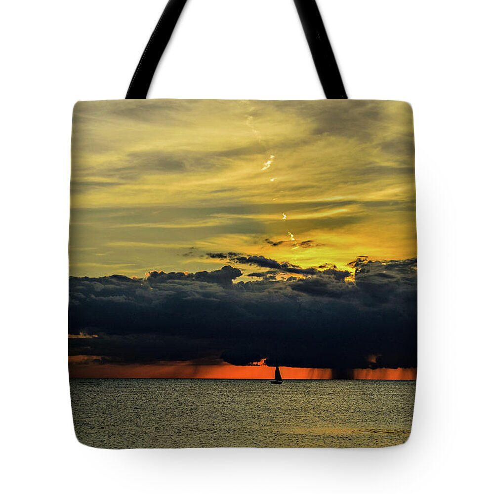 Sunset Tote Bag featuring the photograph Gulf Storms by Bradley Dever