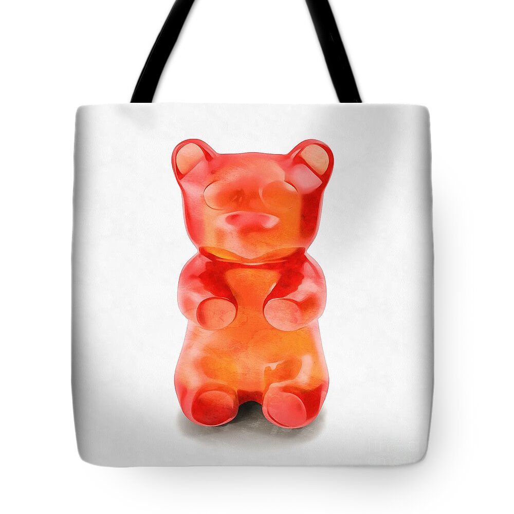 Candy Tote Bag featuring the digital art Gummy Bear Red Orange by Edward Fielding