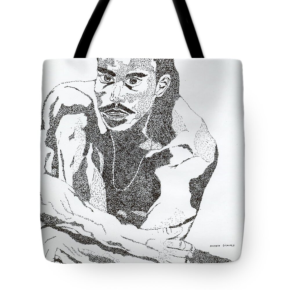 Drawings Tote Bag featuring the drawing Guy by Michelle Gilmore