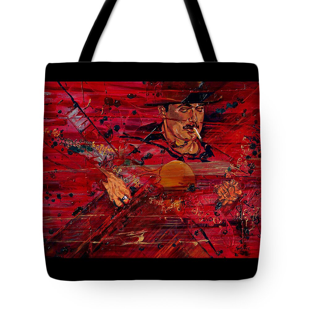 Music Tote Bag featuring the painting Gypsy Jazz King Nirvana by Kathleen Tonnesen