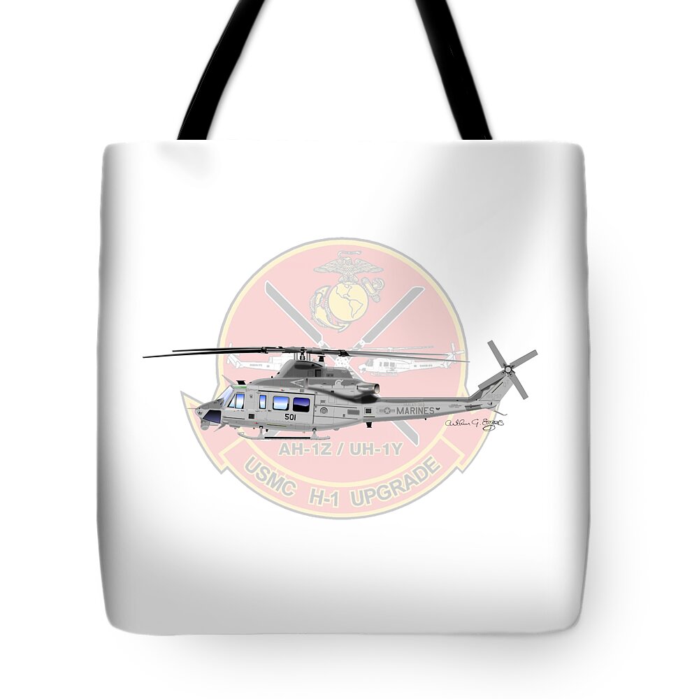 Uh-1y Tote Bag featuring the digital art H-1 Upgrade by Arthur Eggers
