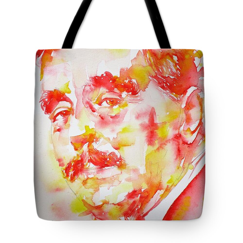 H. G. Wells Tote Bag featuring the painting H. G. WELLS - watercolor portrait by Fabrizio Cassetta