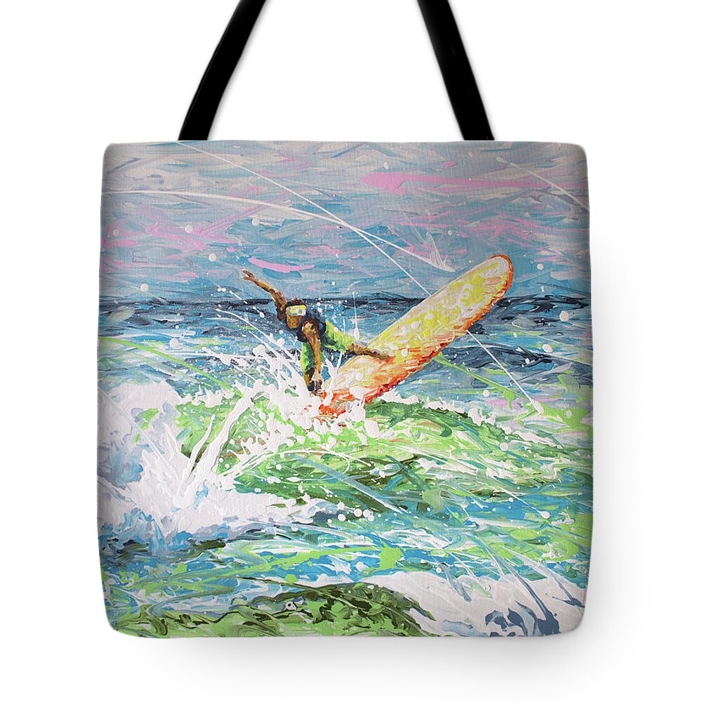 Surf Art Tote Bag featuring the painting H2Ooh by William Love