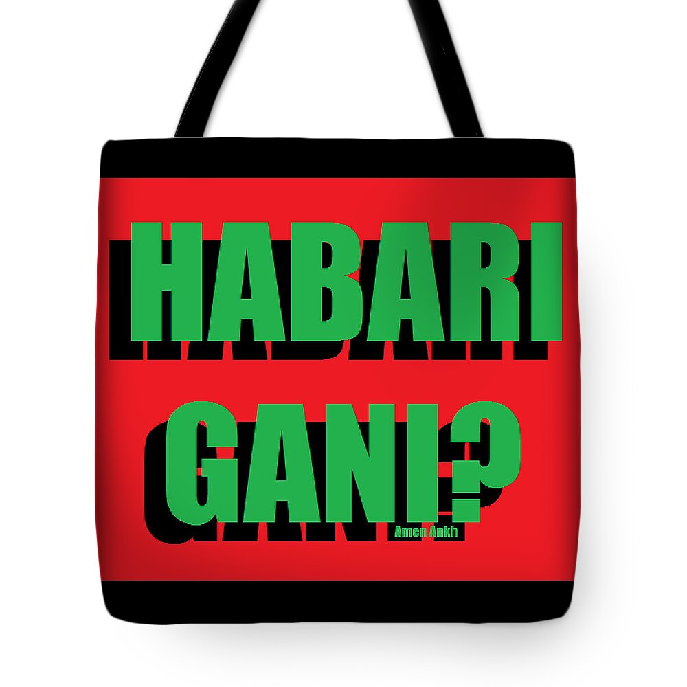 Gift Tote Bag featuring the digital art Habari Gani by Adenike AmenRa