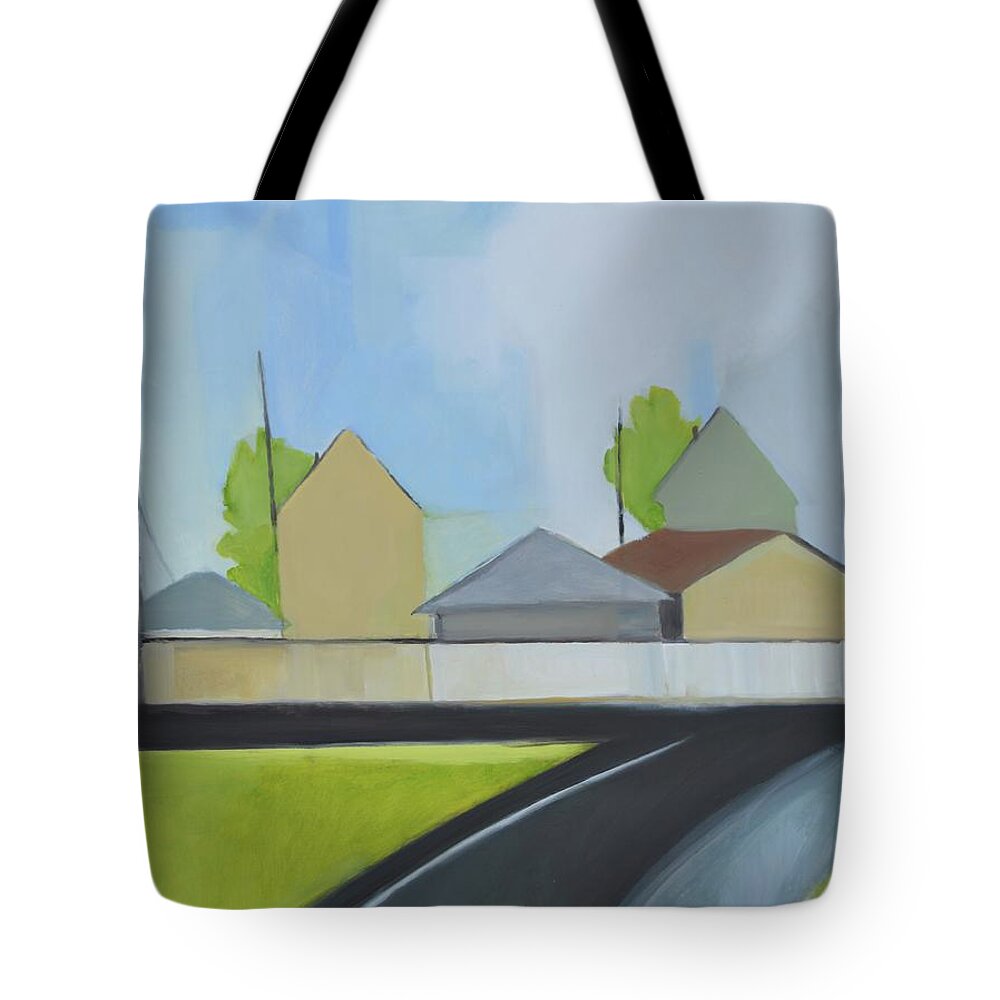 Suburban Landscape Tote Bag featuring the painting Hackensack Exit by Ron Erickson