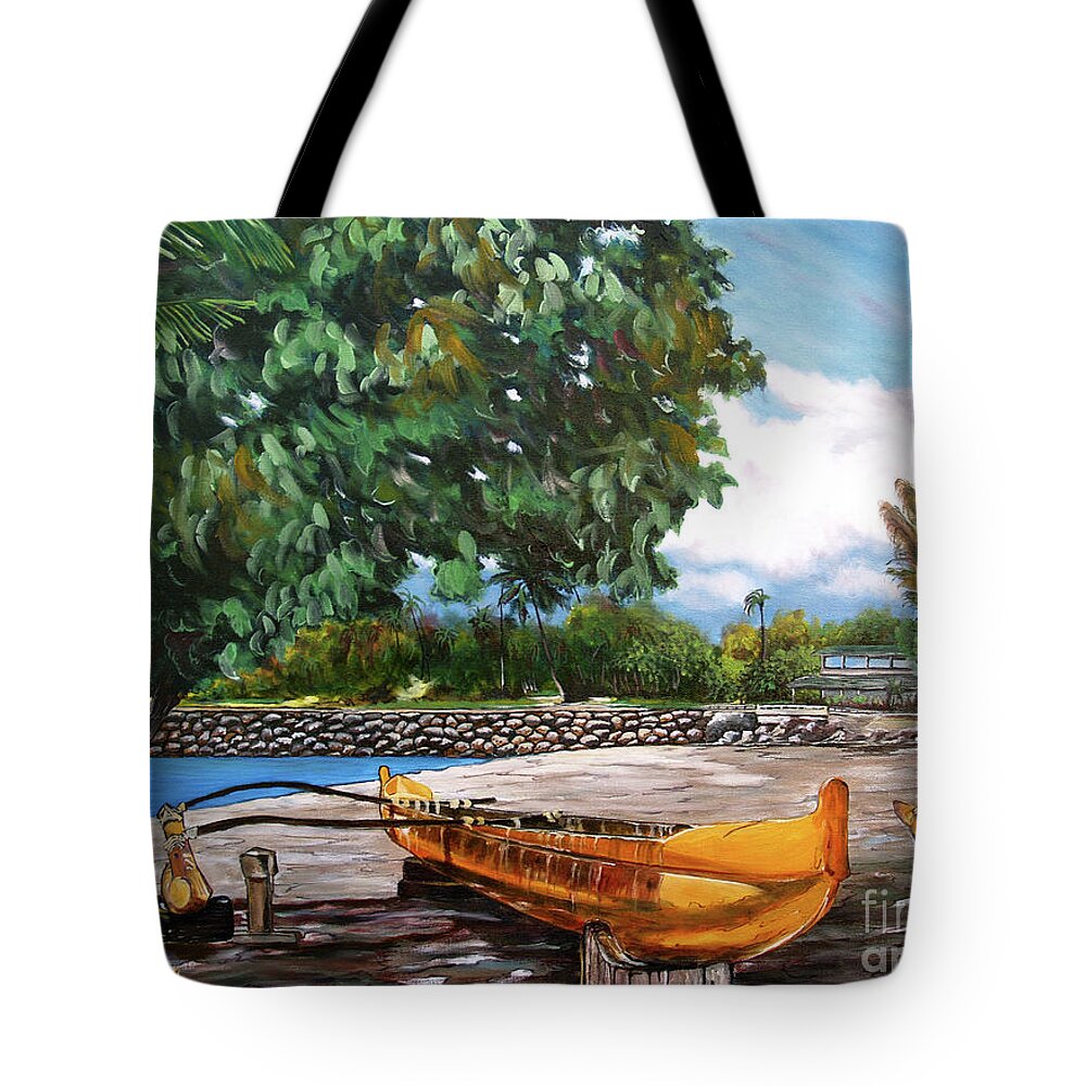North Shore Tote Bag featuring the painting Hale'iwa by Larry Geyrozaga