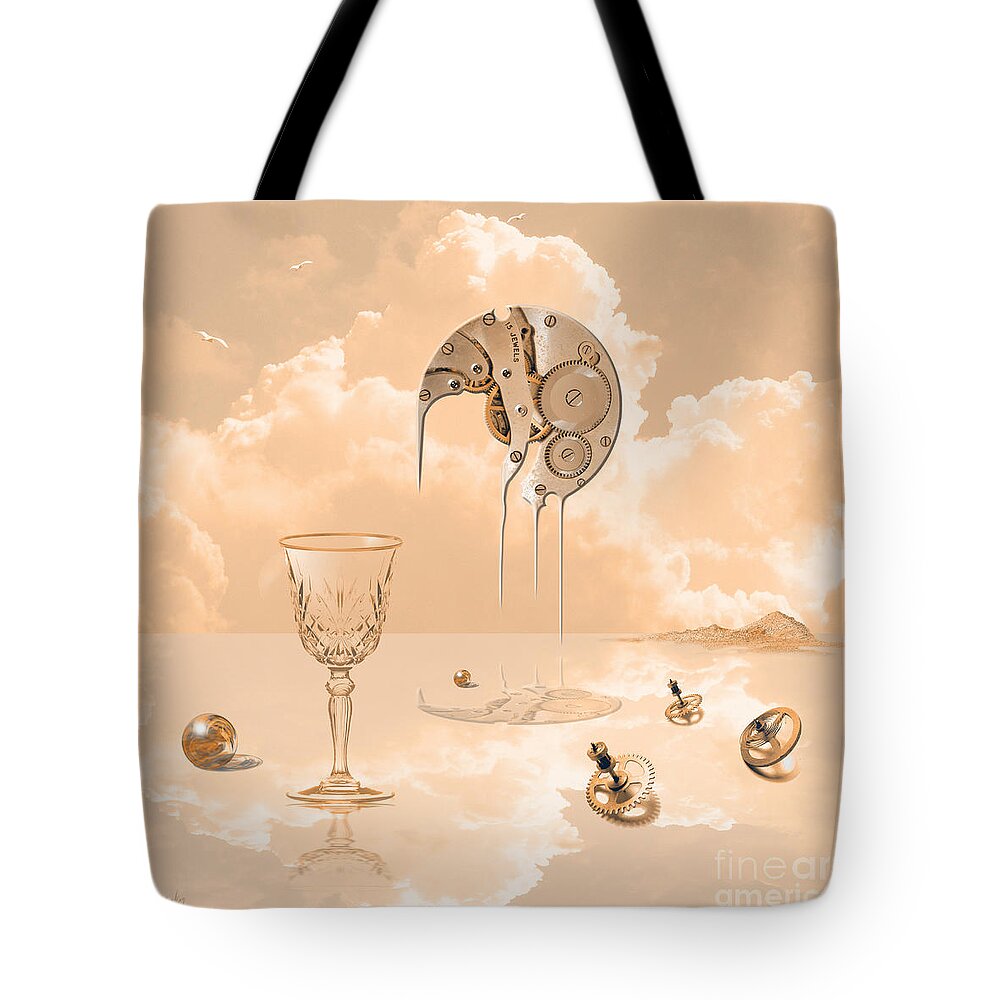 Surreal Tote Bag featuring the digital art Beyond time by Alexa Szlavics