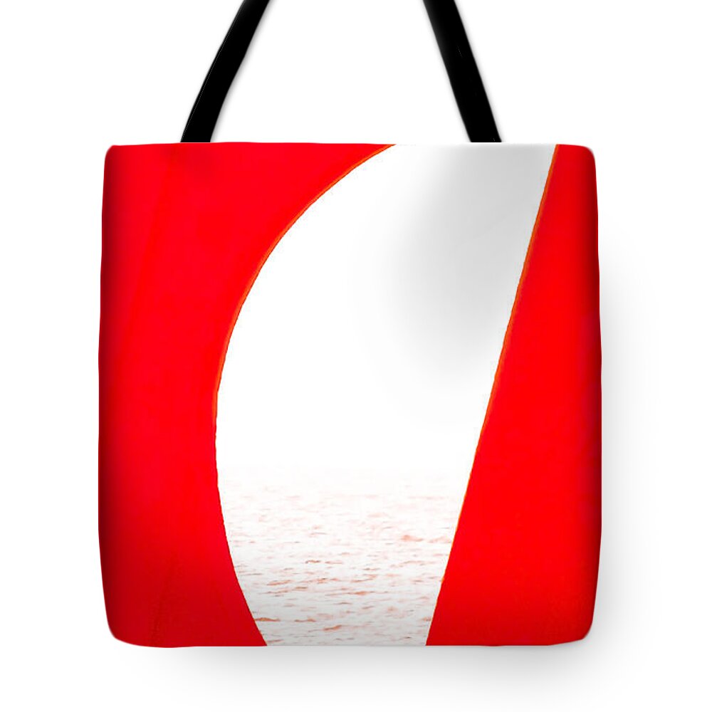 Red Tote Bag featuring the photograph Half Moon Abstract by Tony Grider