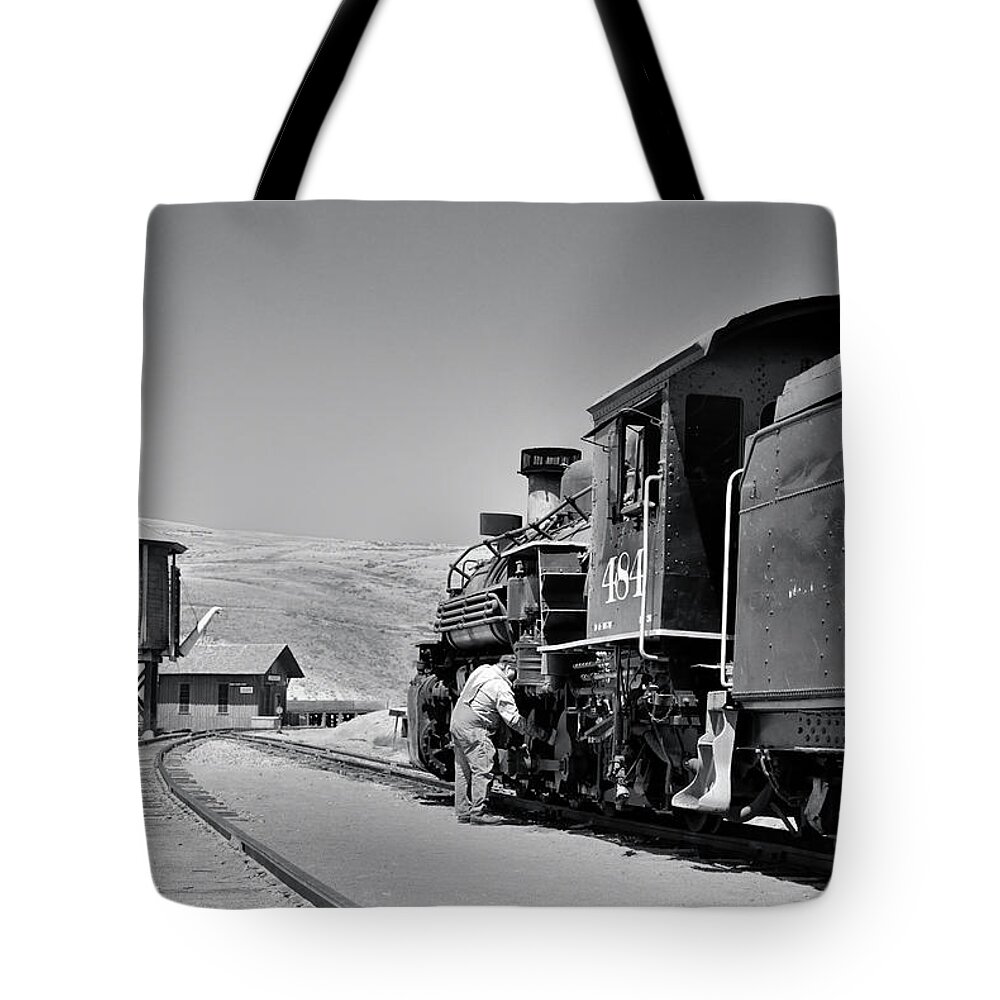 Trains Tote Bag featuring the photograph Half Way by Ron Cline
