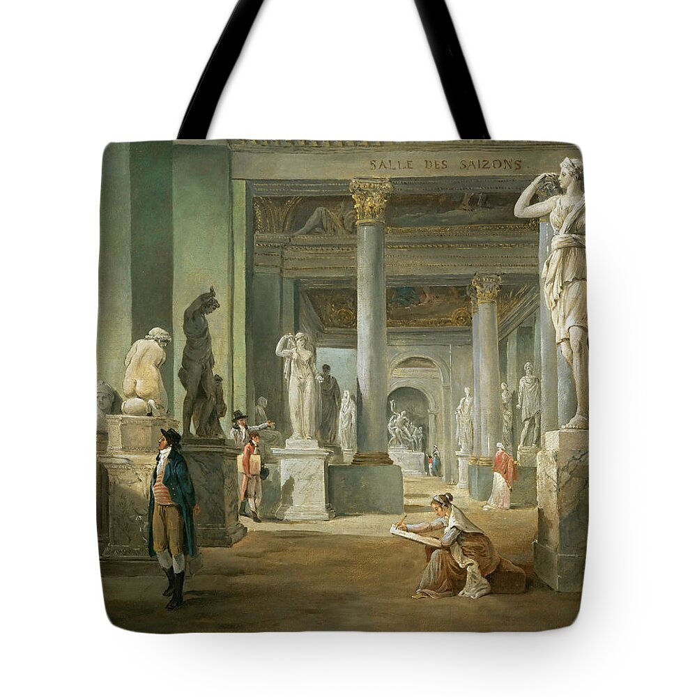 Hubert Robert Tote Bag featuring the painting Hall of Seasons at the Louvre by Hubert Robert
