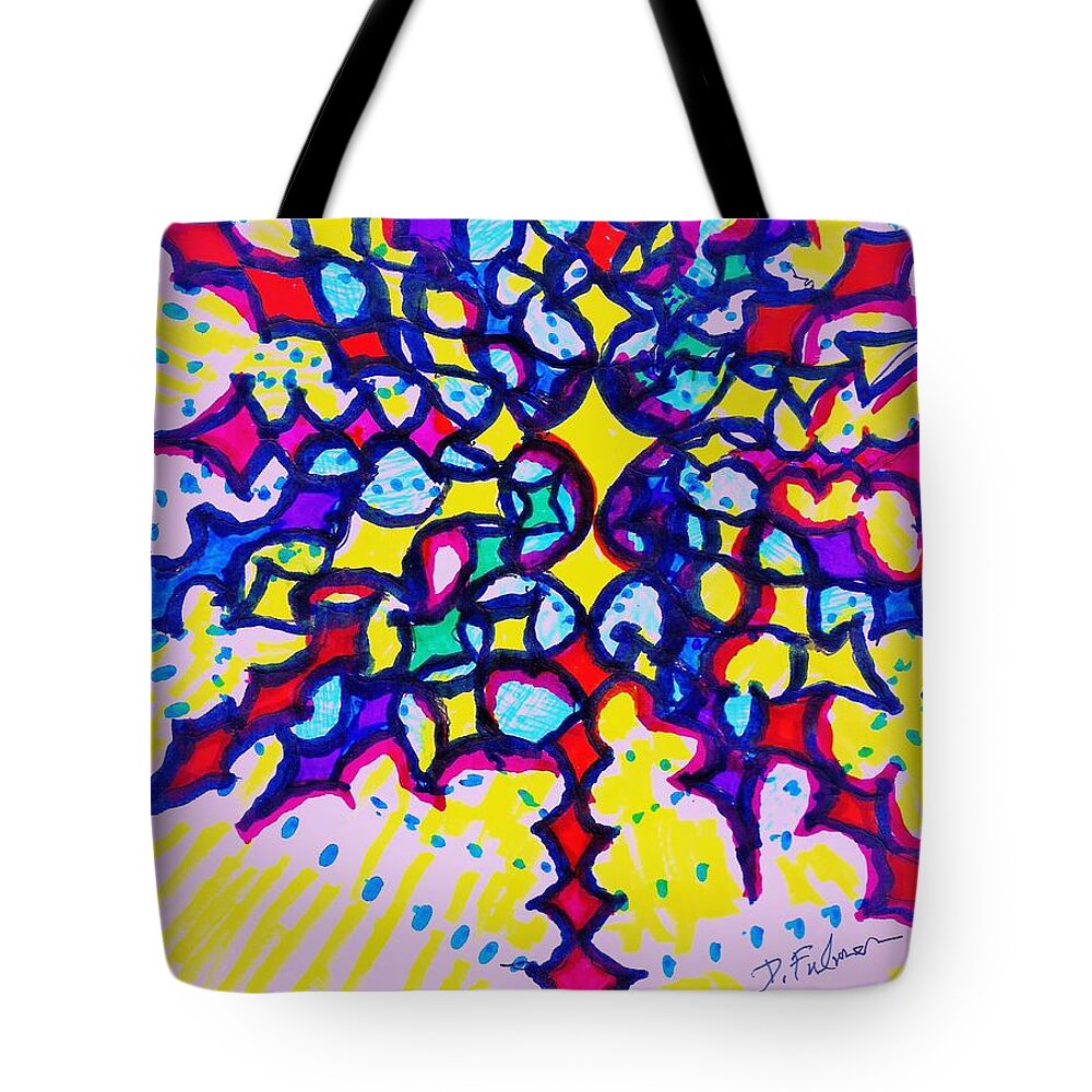 Abstract Tote Bag featuring the drawing Hallelujah by Denise F Fulmer