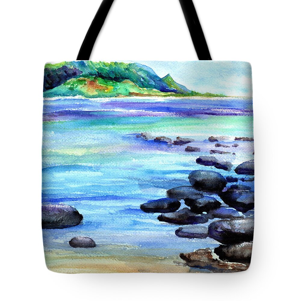 Hanalei Tote Bag featuring the painting Hanalei Bay Love by Marionette Taboniar
