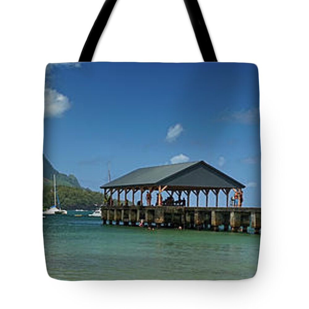 Hanalei Tote Bag featuring the photograph Hanalei Pier by Jason Wolters