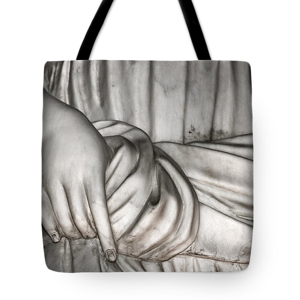 Christopher Holmes Photography Tote Bag featuring the photograph Hand And Robe by Christopher Holmes