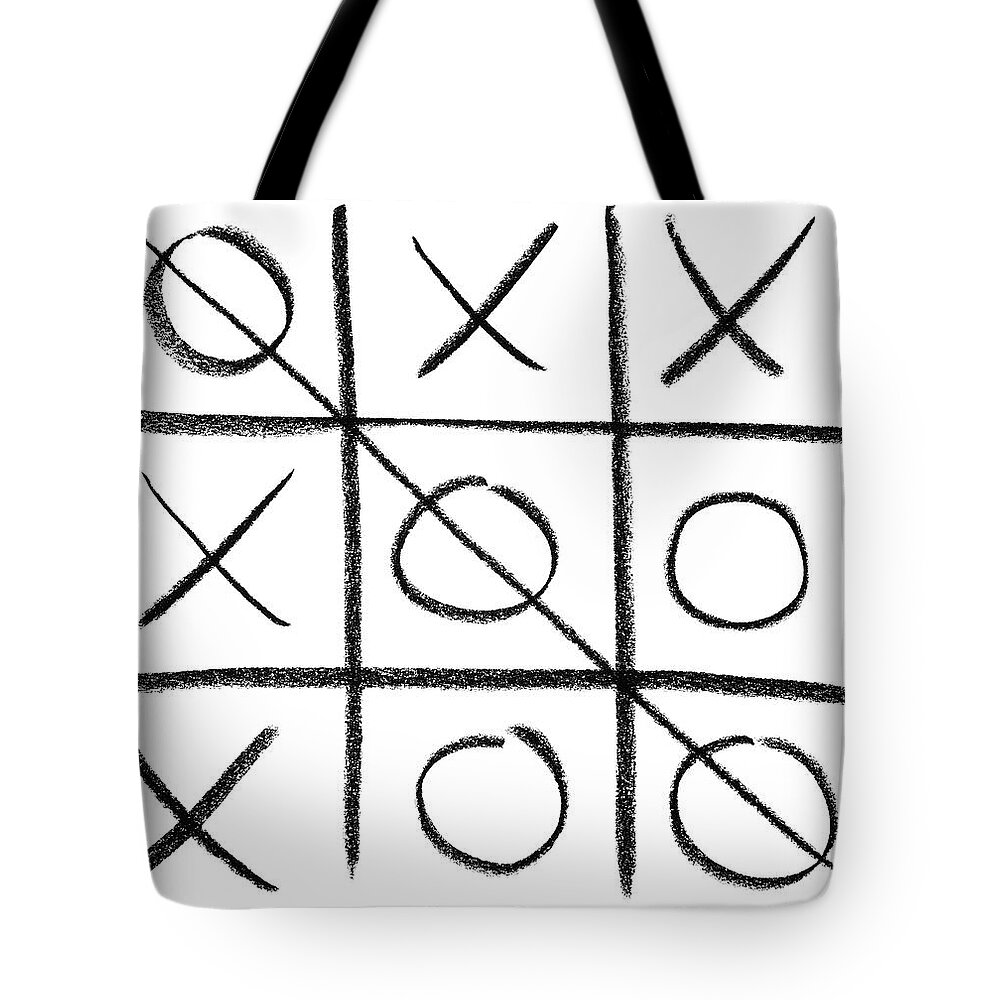 Noughts And Crosses Tote Bag featuring the photograph Hand-drawn tic-tac-toe game by GoodMood Art