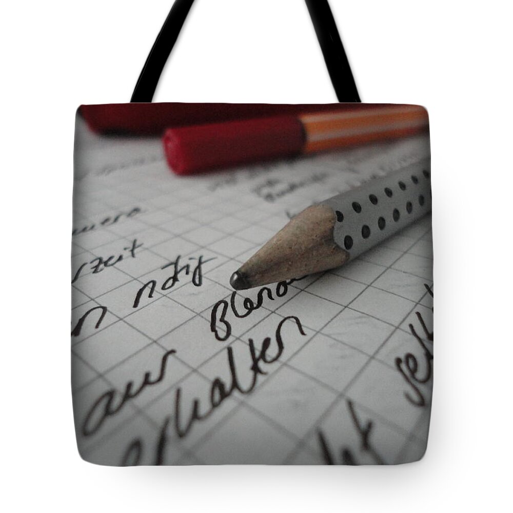 Pencil Tote Bag featuring the photograph Handwritten by Sabina Wagner