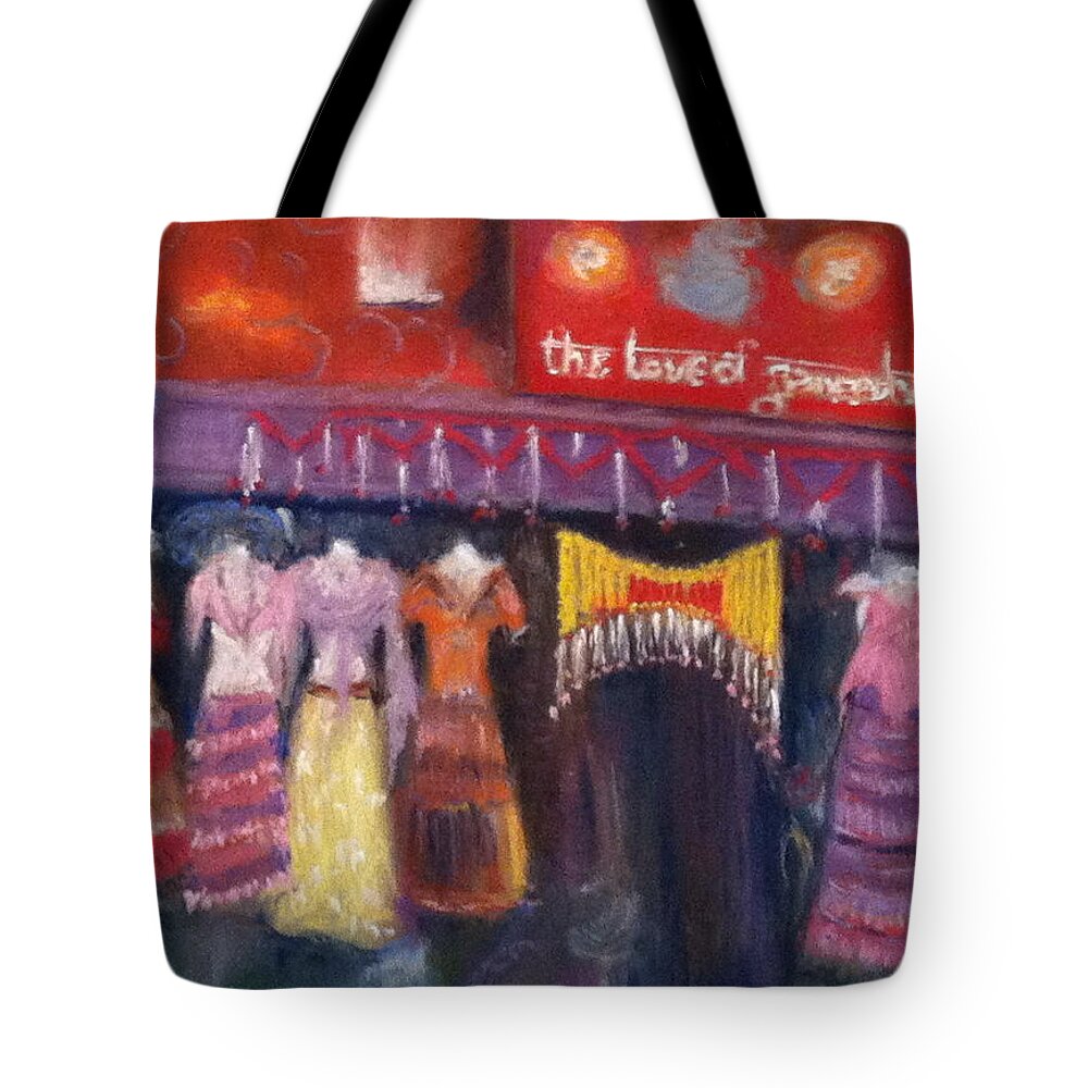 Colorful Tote Bag featuring the pastel Hangin' in The Haight by Sandra Lee Scott