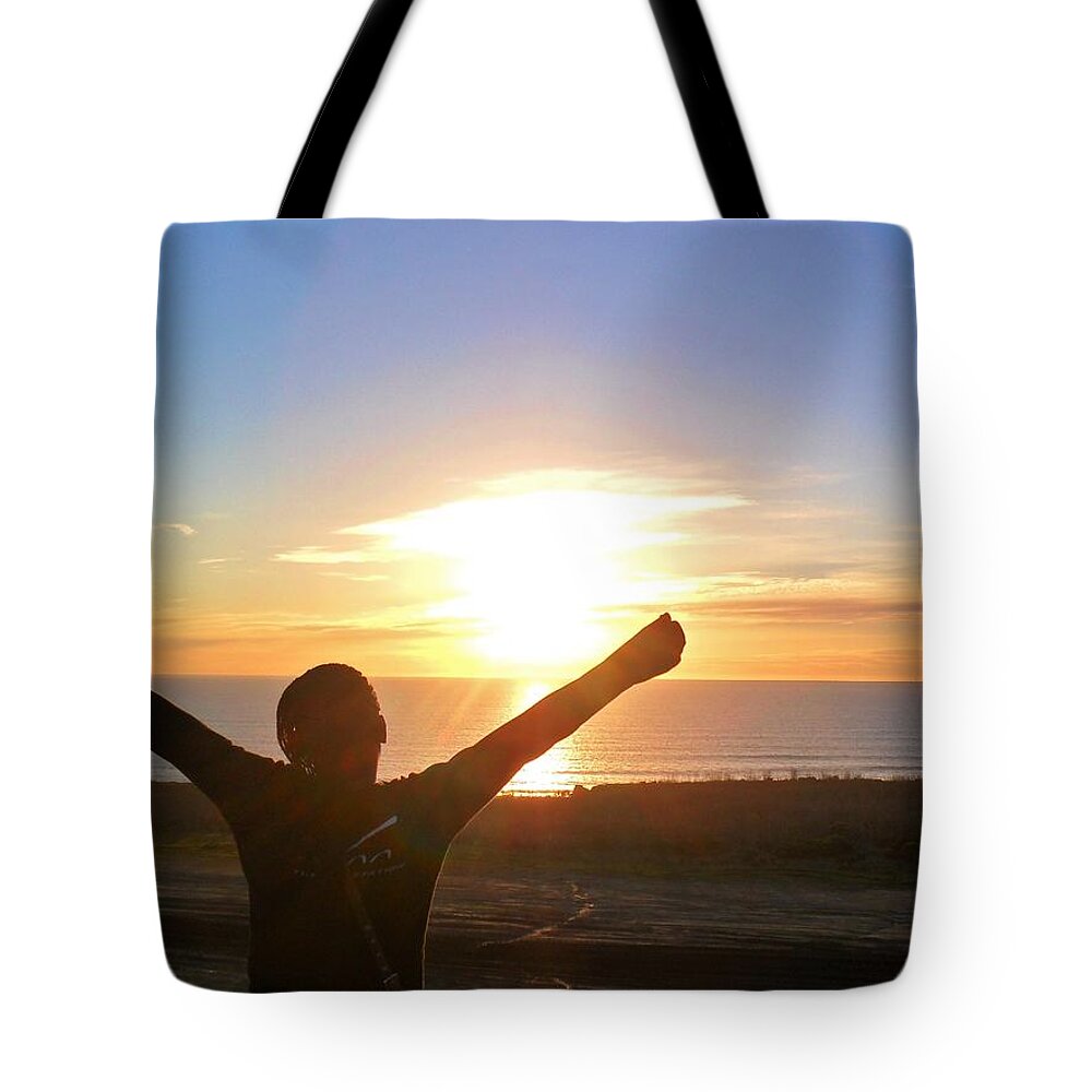 Enjoying Tote Bag featuring the photograph Happiness by Maria Aduke Alabi