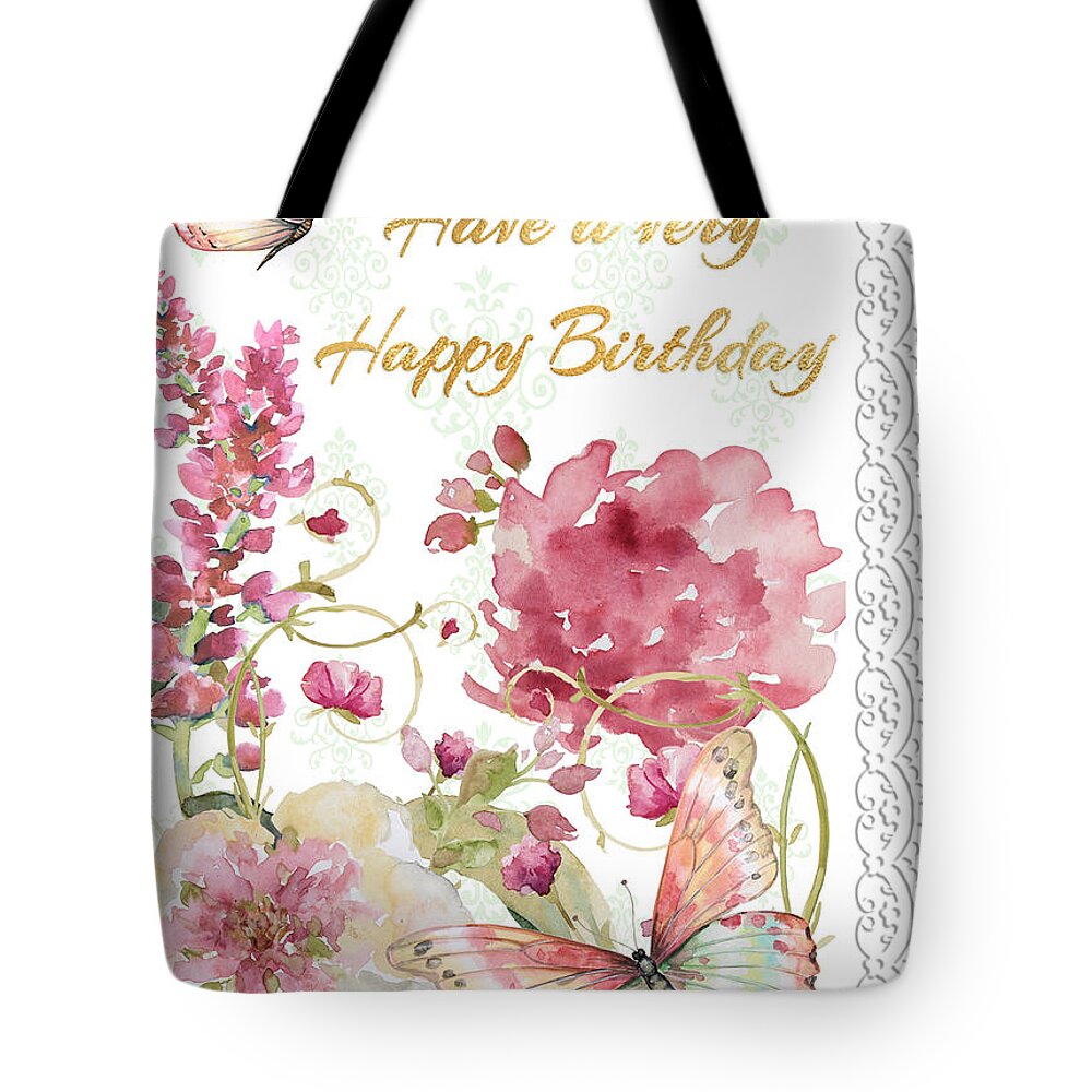 Greeting Tote Bag featuring the painting Happy Birthday Greeting Card by Jean Plout