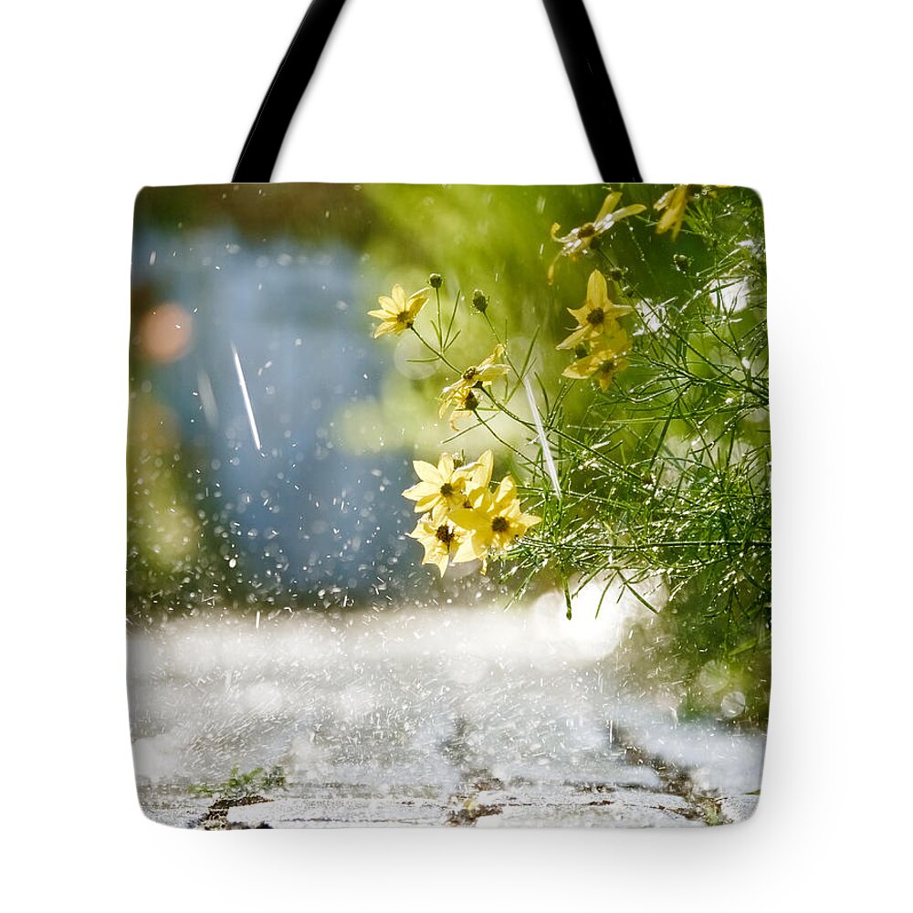 Flowers Tote Bag featuring the photograph Sprinklers in June by Rachel Morrison