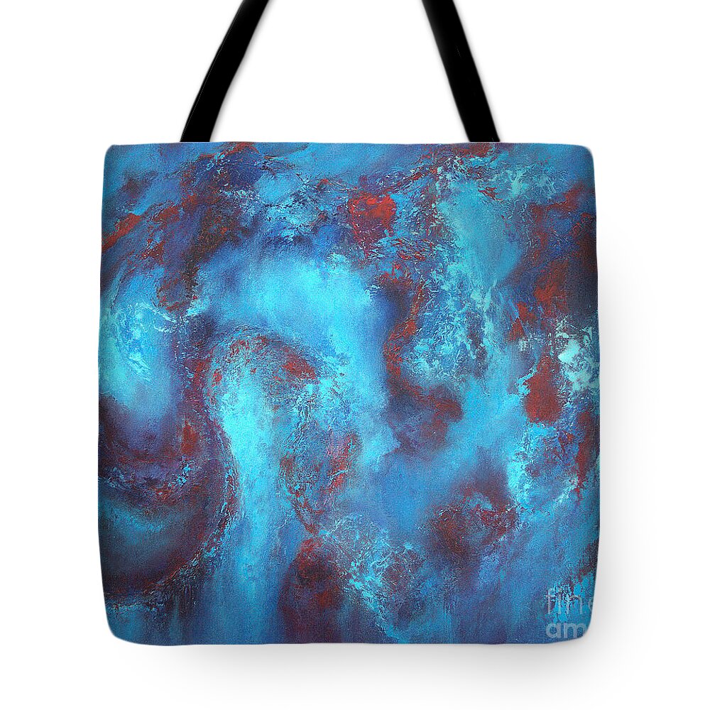 Abstract Tote Bag featuring the painting Happy Blues by Valerie Travers