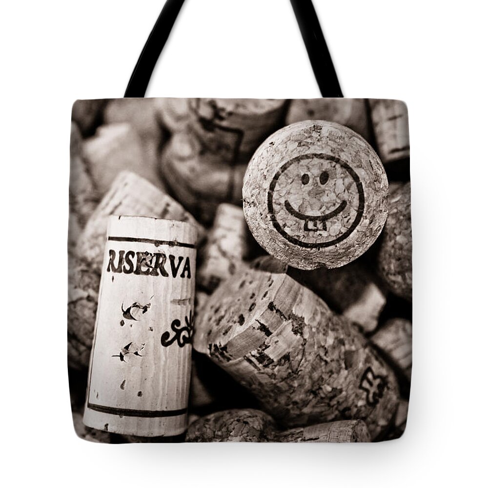 Wine Corks Tote Bag featuring the photograph Happy Hour - Corks by Colleen Kammerer