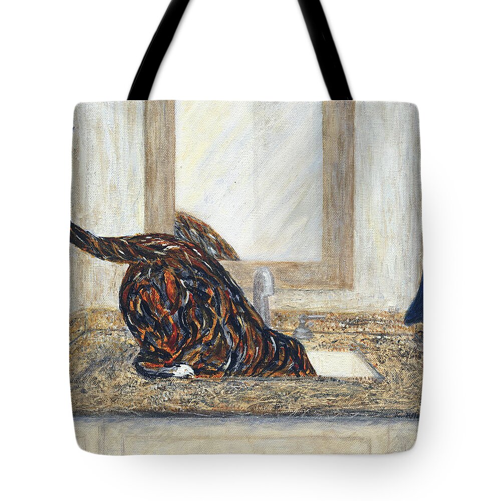 Cat Tote Bag featuring the painting Happy Hour by Kathryn Riley Parker