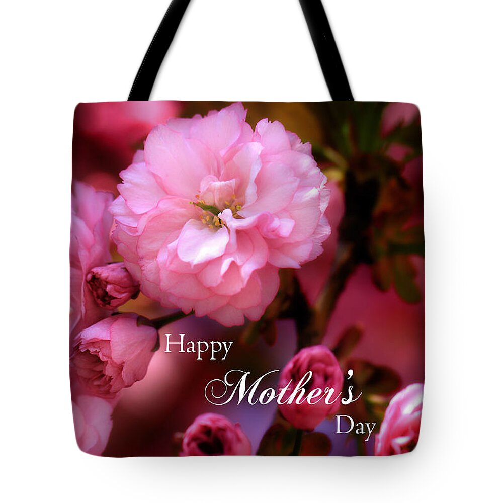 Cherry Tote Bag featuring the photograph Happy Mothers Day Spring Pink Cherry Blossoms by Shelley Neff