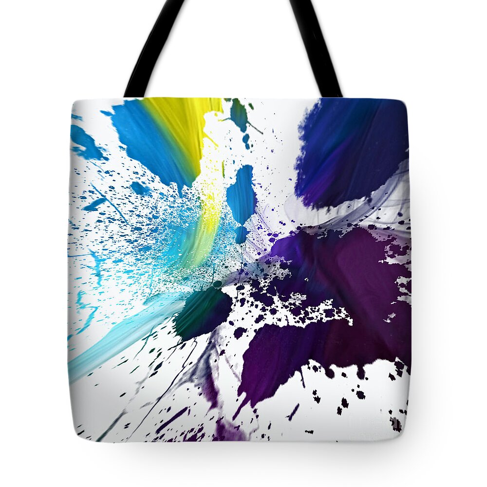 Blue Yellow Purple Abstract Art Tote Bag featuring the digital art Happy Outcome by Margie Chapman