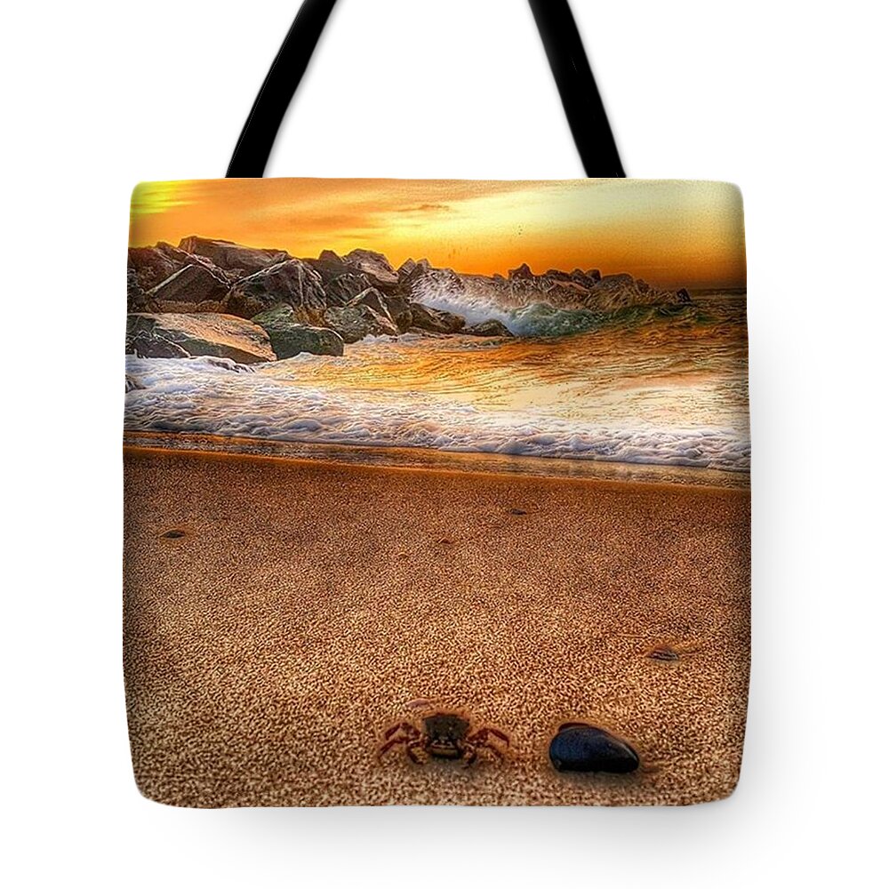 Sunset Tote Bag featuring the photograph Crabby by Lauren Fitzpatrick