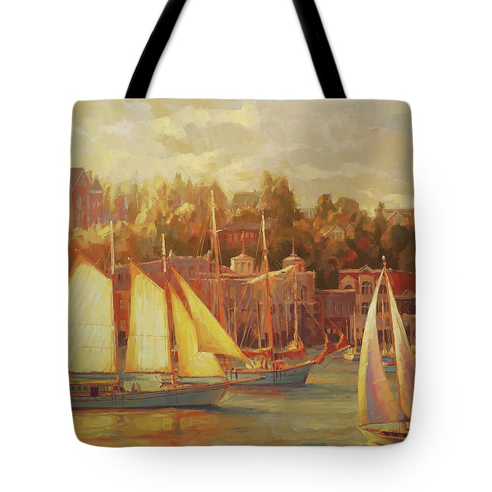 Nostalgia Tote Bag featuring the painting Harbor Faire by Steve Henderson