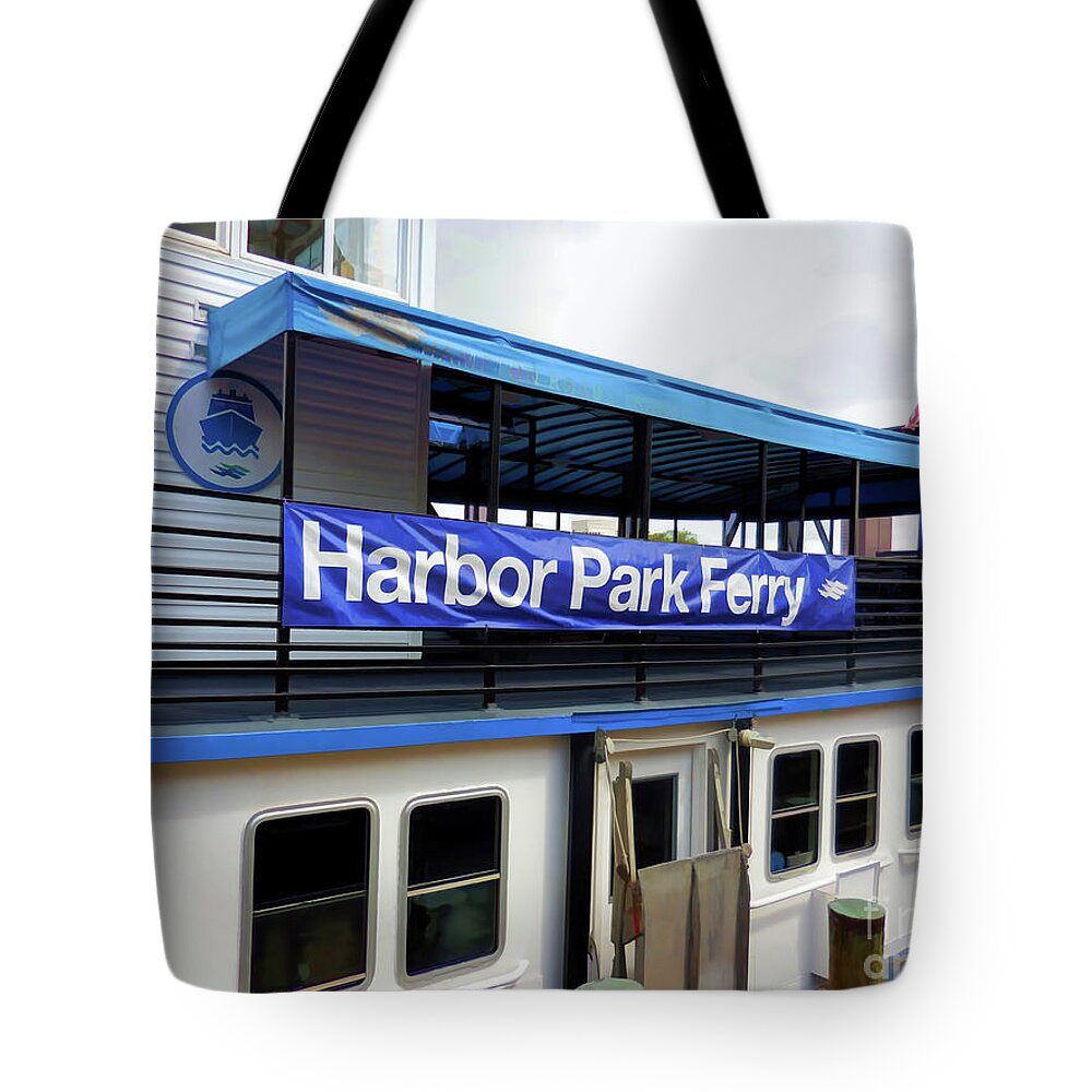 Harbor Park Ferry Tote Bag featuring the painting Harbor Park Ferry 3 by Jeelan Clark