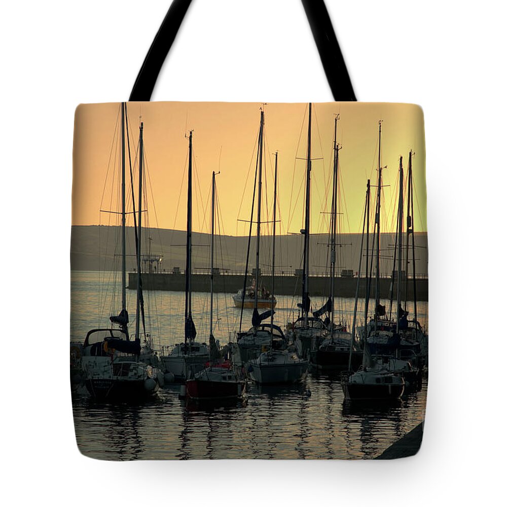 Weymouth Tote Bag featuring the photograph Harbor Sunrise by Baggieoldboy