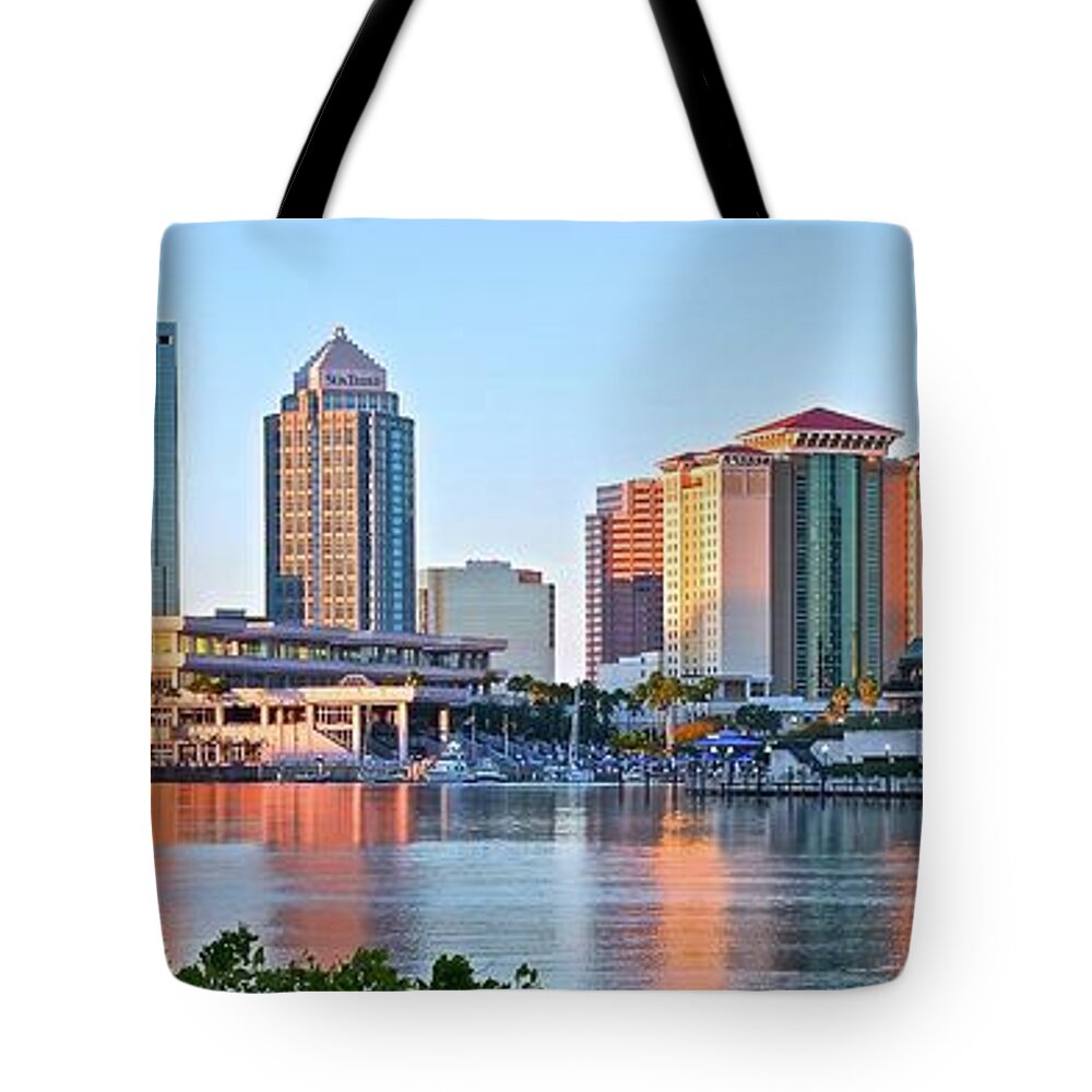Tampa Tote Bag featuring the photograph Harbor Sunset Island by Frozen in Time Fine Art Photography