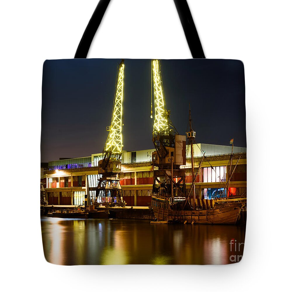 Bristol Tote Bag featuring the photograph Harbour Cranes by Colin Rayner