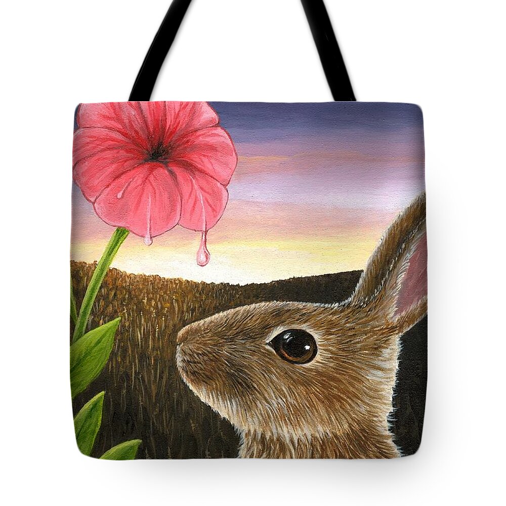 Hare Tote Bag featuring the painting Hare 58 by Lucie Dumas
