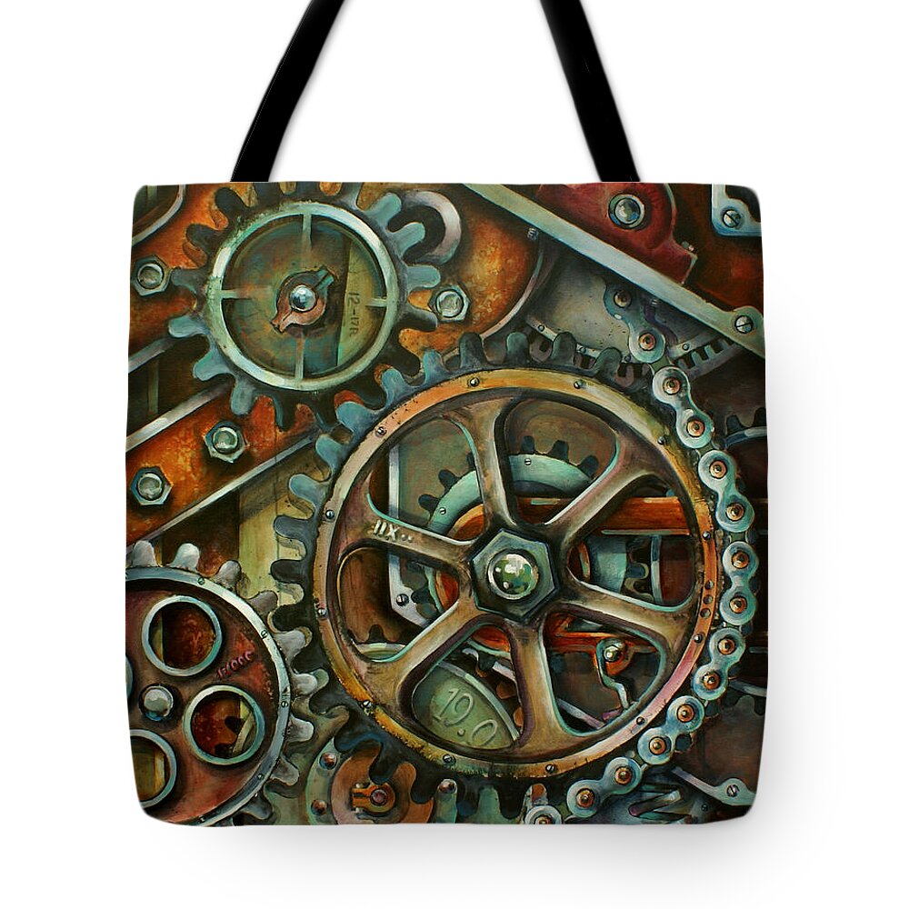Large Tote Bag featuring the painting 'Harmony 3' by Michael Lang