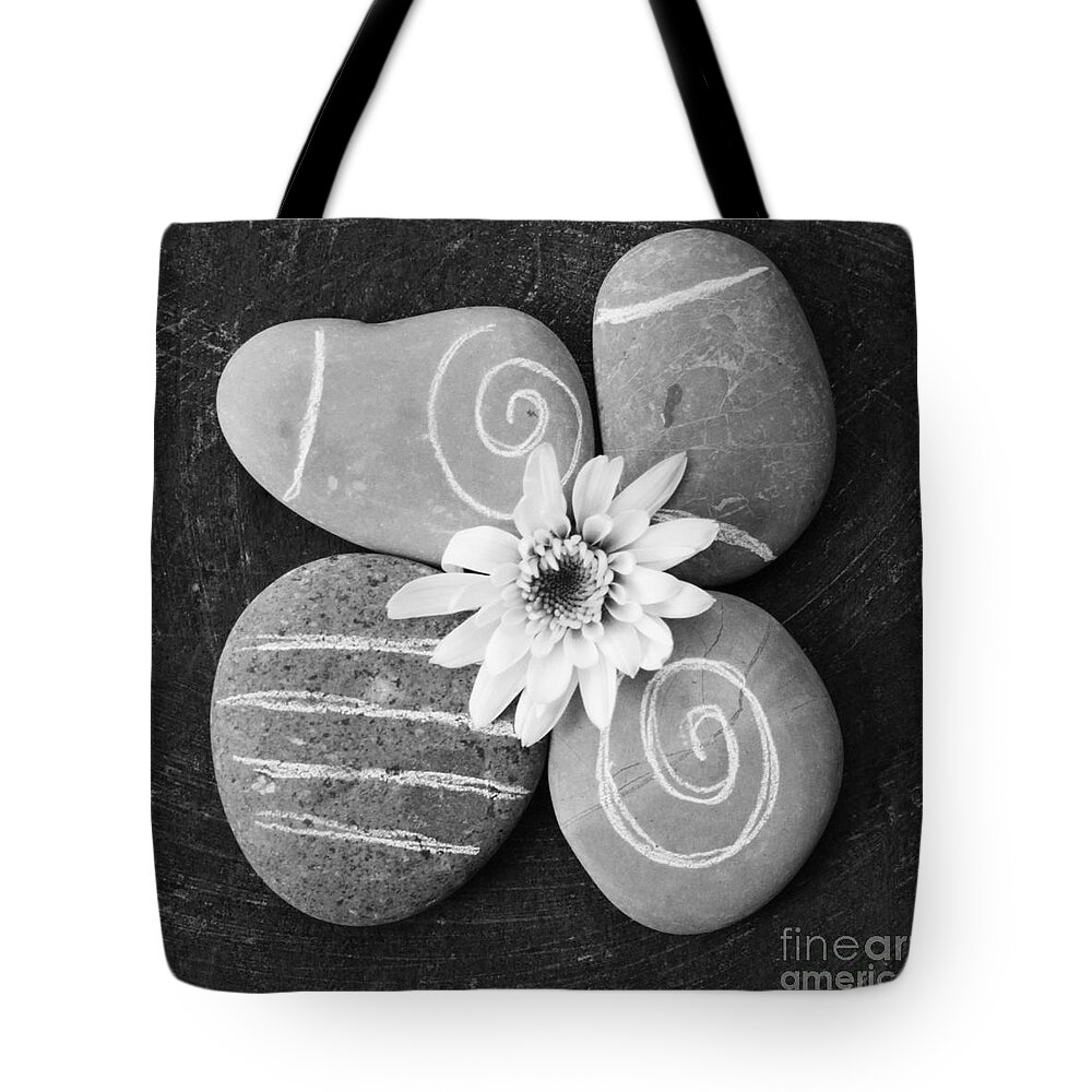 Flower Tote Bag featuring the mixed media Harmony and Peace by Linda Woods