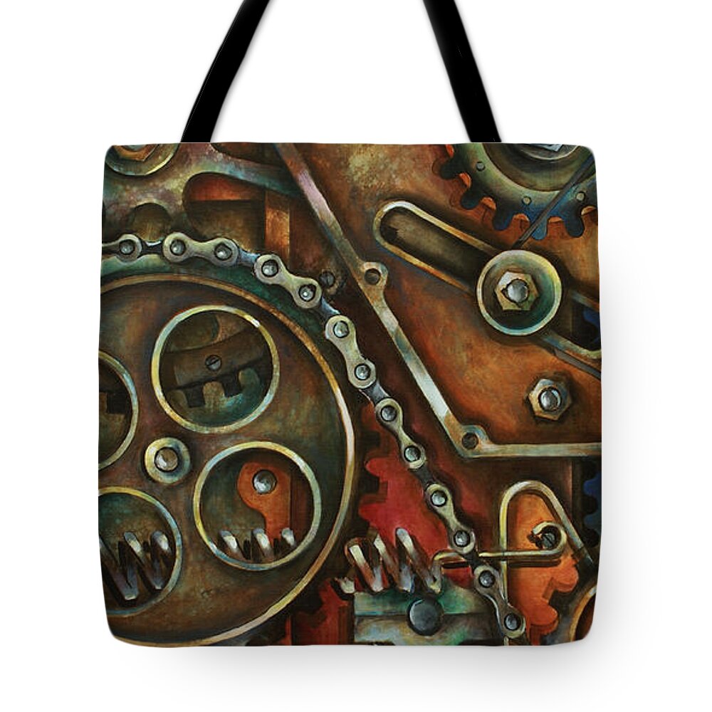 Mechanical Painting Tote Bag featuring the painting Harmony by Michael Lang
