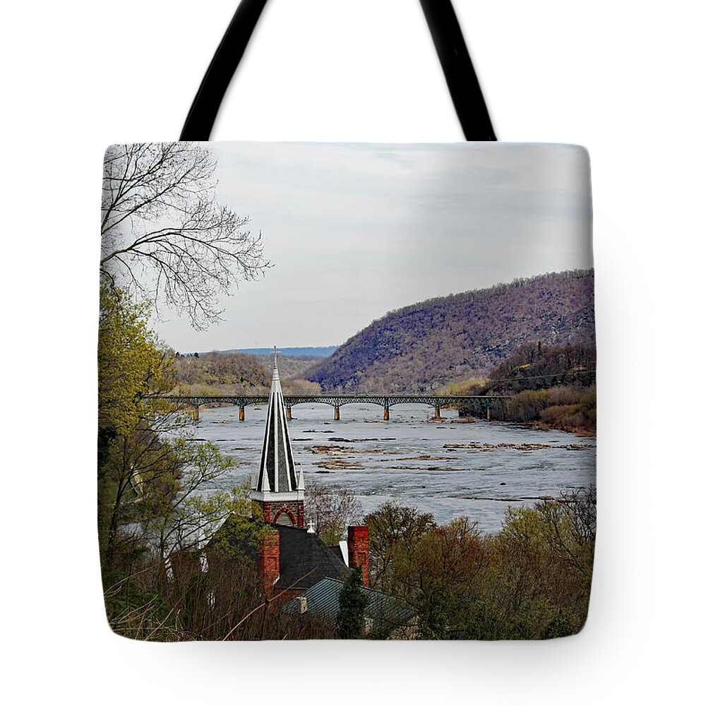 Harpers Tote Bag featuring the photograph Harpers Ferry - Shenandoah meets the Potomac by Ronald Reid