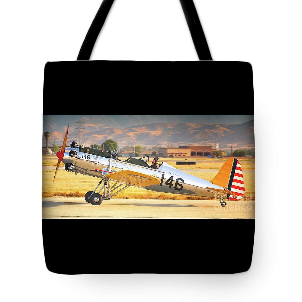 Transportation Tote Bag featuring the photograph Harrison Ford and Ryan T-22 by Gus McCrea