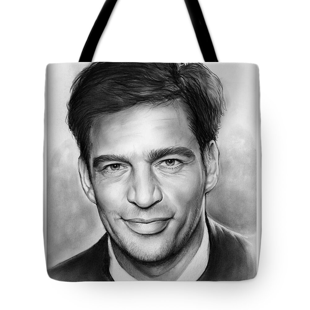 Harry Connick Tote Bag featuring the drawing Harry Connick, Jr. by Greg Joens