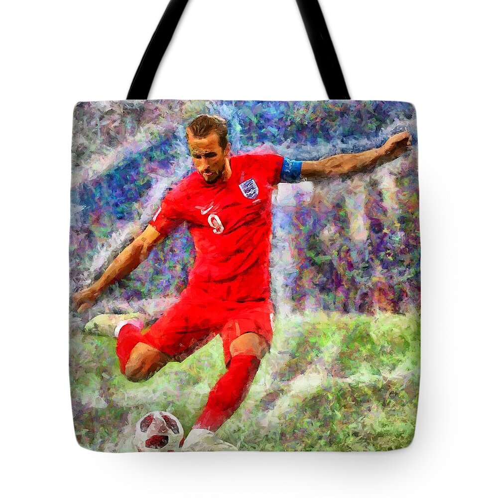 Harry Kane Tote Bag featuring the digital art Harry Kane by Caito Junqueira