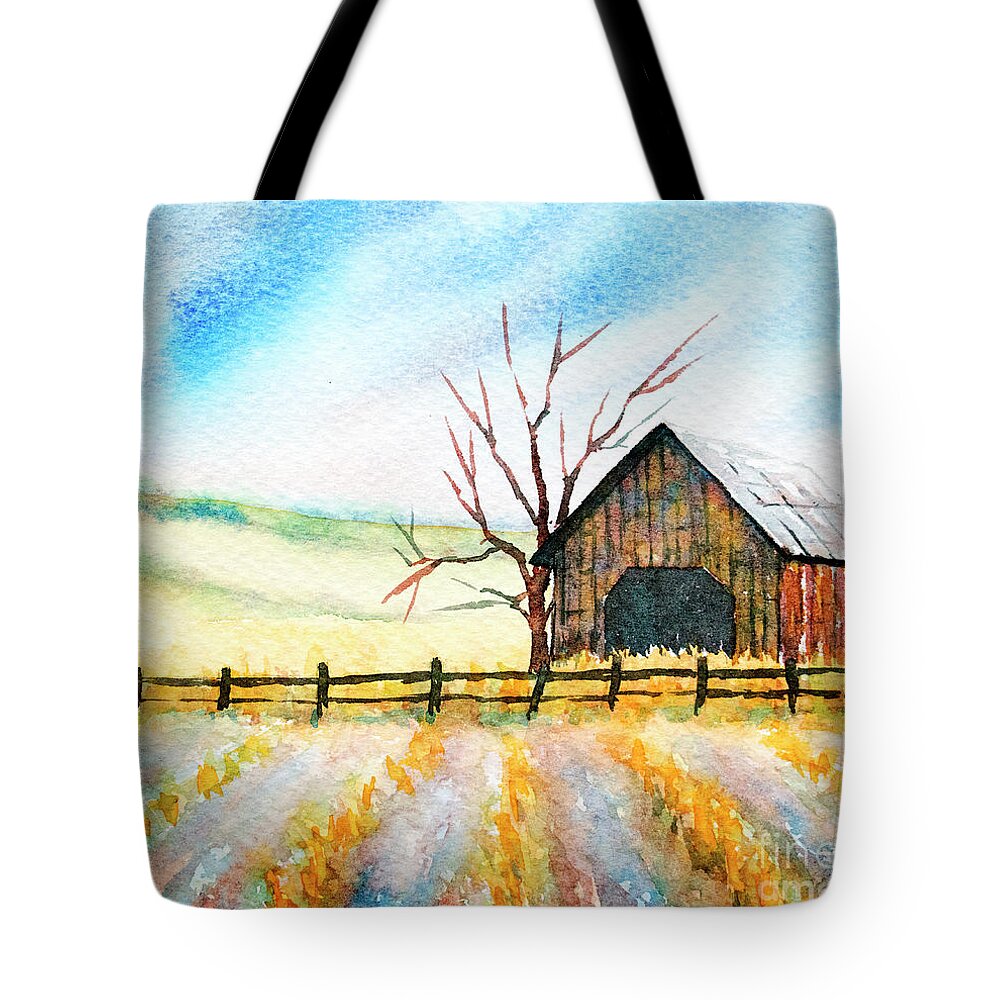 Harvest Tote Bag featuring the painting Harvest Season by Rebecca Davis