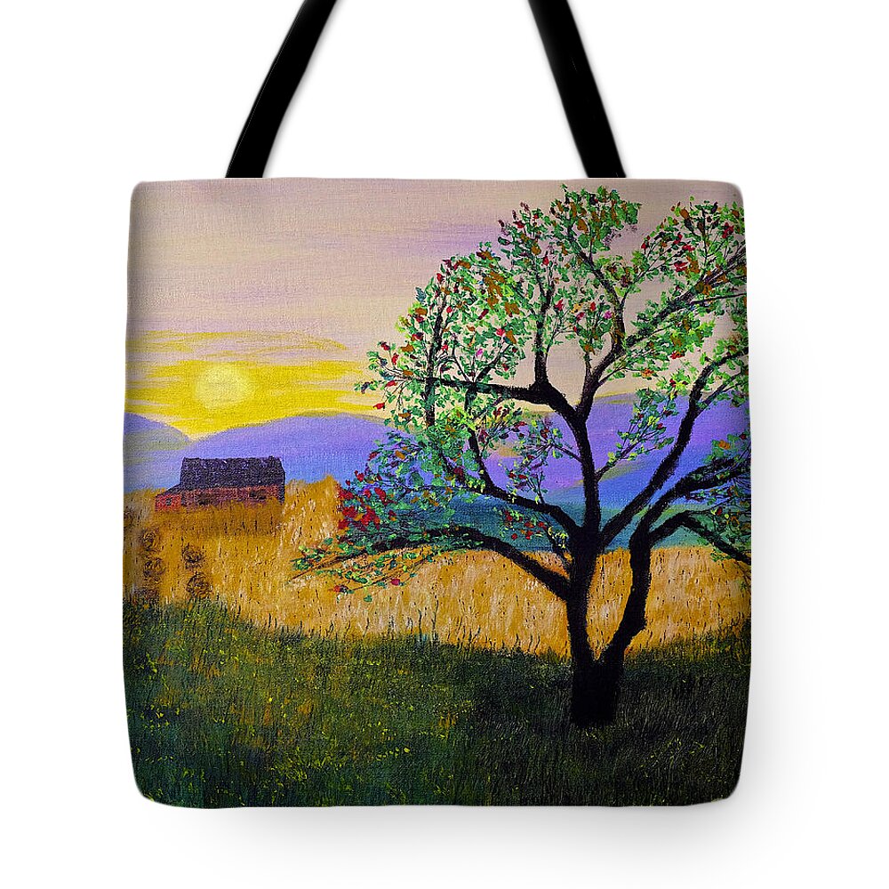 Folk Tote Bag featuring the painting Harvest Time by Dick Bourgault