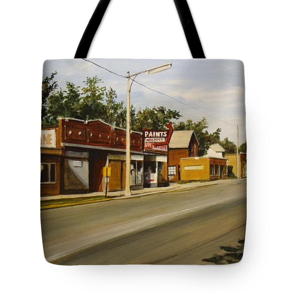 Urban Tote Bag featuring the painting Harvey Paint Store by William Brody