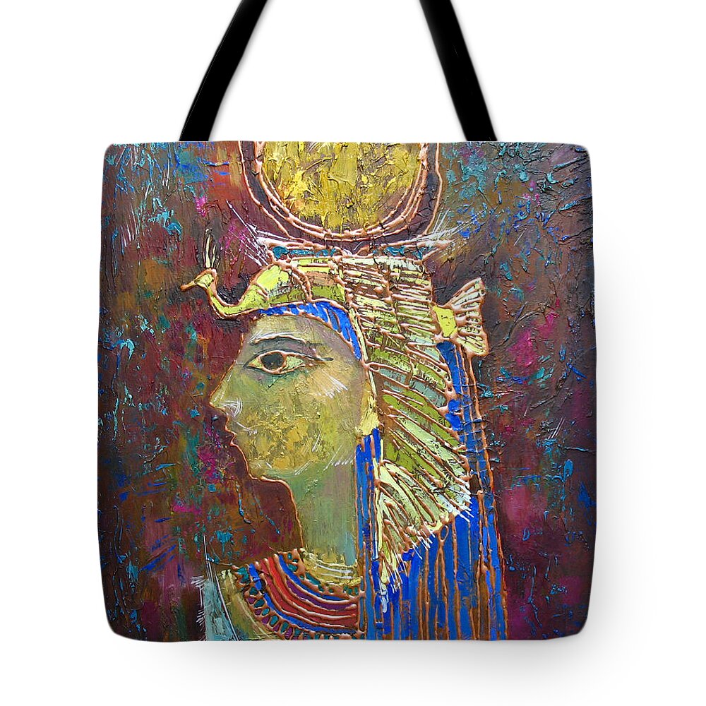Hathor Tote Bag featuring the painting Hathor. Goddess of Egypt by Valentina Kondrashova