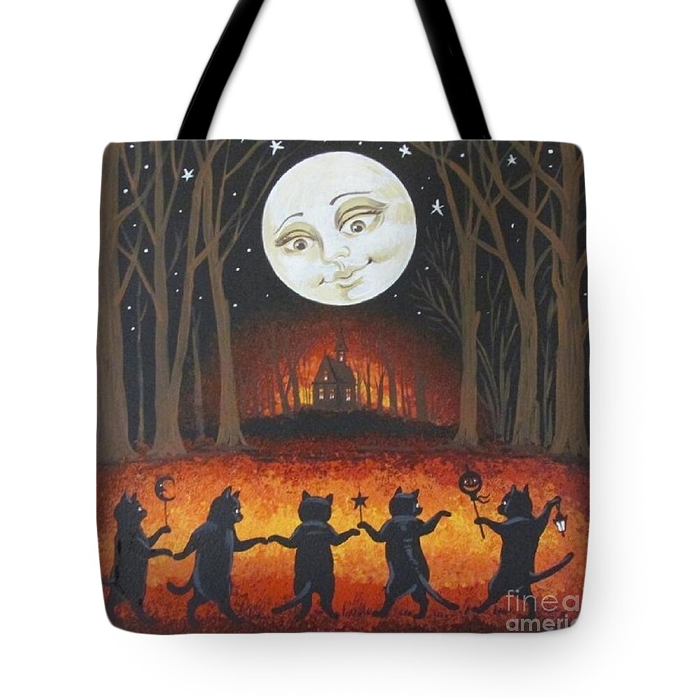 Print Tote Bag featuring the painting Haunted Dance by Margaryta Yermolayeva