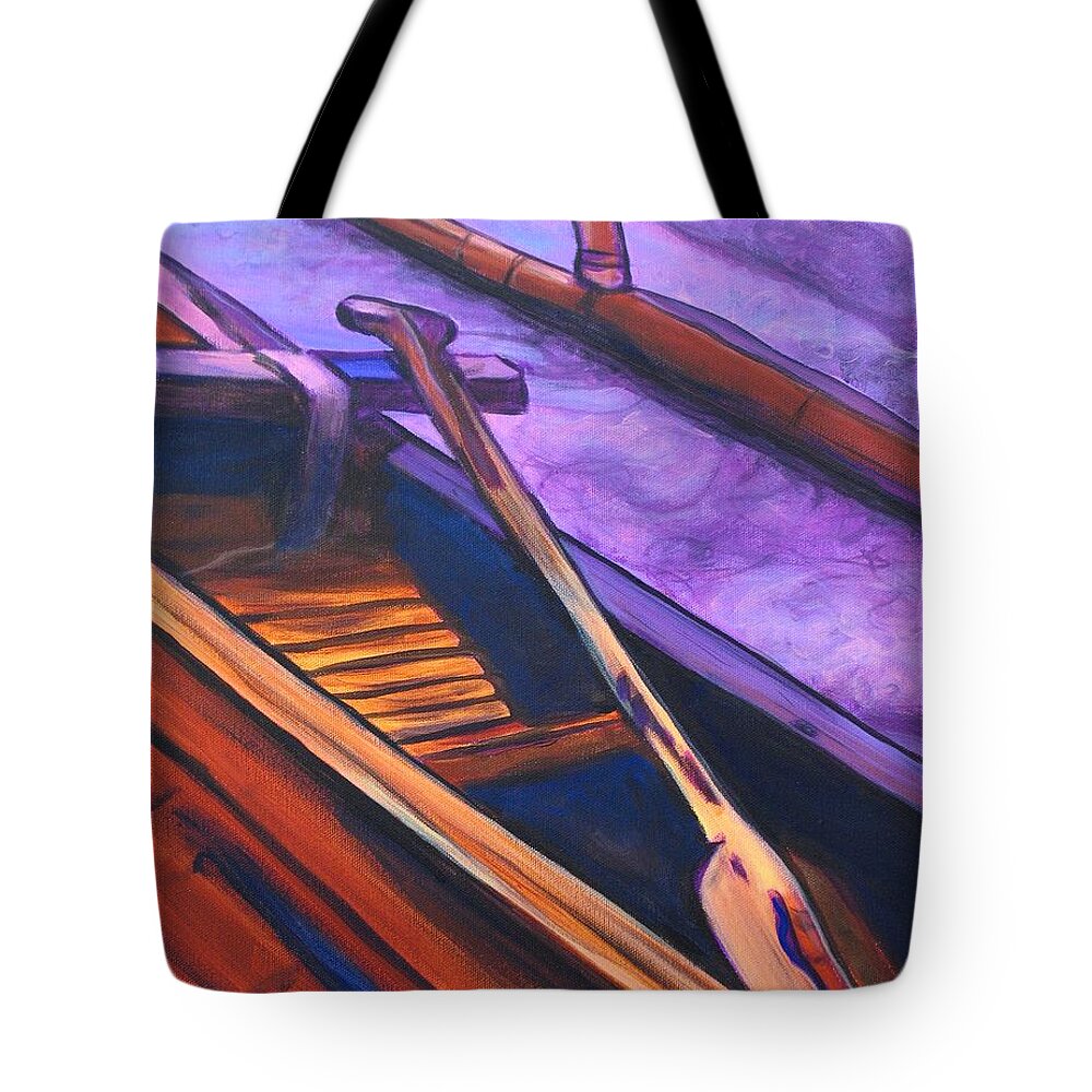 Canoe Tote Bag featuring the painting Hawaiian Canoe by Marionette Taboniar
